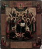 Le Christ trônant, entouré de deux anges et de saints ; aux
angles, les quatre évangélistes et,dans la partie supérieure, Dieu le père bénissant, image 3/3