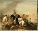 Clélie passant le Tibre pour fuir le camp du roi étrusque Porsenna où elle était retenue en otage, image 1/3