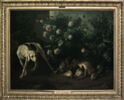 Chien gardant du gibier auprès d'un buisson de roses., image 4/4