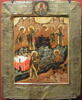 Scènes de la vie de saint Zosime et de sainte Marie l’Égyptienne :
dans la partie inférieure, à côté du monastère de Zosime situé en bordure du Jourdain, la rencontre au désert du moine âgé et de Marie l’Égyptienne ; au-dessus, de droite à gauche, le don par Zosime de son manteau pour cacher la nudité de la pénitente, puis la communion de sainte Marie l’Égyptienne., image 3/3
