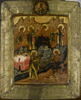Scènes de la vie de saint Zosime et de sainte Marie l’Égyptienne :
dans la partie inférieure, à côté du monastère de Zosime situé en bordure du Jourdain, la rencontre au désert du moine âgé et de Marie l’Égyptienne ; au-dessus, de droite à gauche, le don par Zosime de son manteau pour cacher la nudité de la pénitente, puis la communion de sainte Marie l’Égyptienne., image 1/3