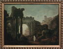 Paysage de fantaisie avec des ruines romaines inspirées de l'arc de Titus, image 12/12