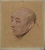 Tête d'homme de profil à gauche. Monsieur Lebel (ou Libel ?). Au verso : homme se drapant dans sa toge, image 3/6