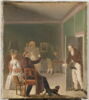 Un peintre dérangé dans son travail, ou Jens Peter Tønder (1773 -1836), homme de lettres danois, visitant l’atelier d’un peintre pour vendre sa gazette, image 1/2
