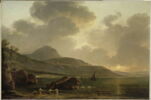 Marine. Vue prise au soleil couchant, dans le golfe de Naples, avec pêcheurs, image 1/2