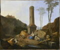 Paysage avec bergère et son troupeau au pied d'une colonne, image 3/3