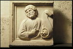 Prophète ou apôtre barbu, de face, tête inclinée vers la droite, tenant un volumen de la main gauche, image 3/5