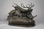 Cerf dix cors terrassé par deux lévriers d'Ecosse, image 2/10