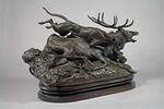 Cerf dix cors terrassé par deux lévriers d'Ecosse, image 3/10