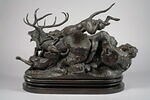 Cerf dix cors terrassé par deux lévriers d'Ecosse, image 4/10