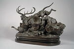 Cerf dix cors terrassé par deux lévriers d'Ecosse, image 6/10