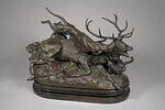 Cerf dix cors terrassé par deux lévriers d'Ecosse, image 7/10