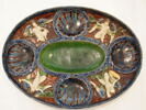 Plat ovale, à récipients : quatre génies en relief, image 1/5