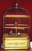 Boîte à musique : petite cage enfermant trois oiseaux chanteurs, image 1/6