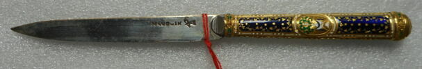 Couteau à lame d'acier, manche en or émaillé, image 6/8