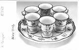 Plateau circulaire à bords contournés, sur pied très bas, portant six petits pots à anses, d'une paire (R 568), d'un service de table (R 550 à 675), image 7/7