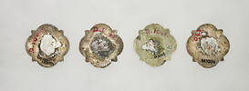 4 plaquettes quadrilobées provenant d'une croix : L'ange de l'Annonciation, la Vierge, saint Pierre et saint Paul, image 2/2