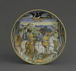 Coupe ronde : l'Enlèvement de Ganymède ; armoiries de la famille Cinaglia de Cortona, image 1/2