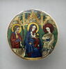 Valve de miroir : Vierge et l'Enfant entre sainte Catherine et saint Jean l’évangéliste, image 1/4