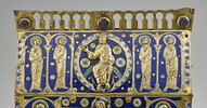 Châsse : Crucifixion entre deux apôtres ; Christ en majesté parmi quatre apôtres, image 6/8