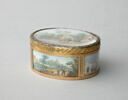 Tabatière ovale en or de couleurs ornée de miniatures, image 1/9