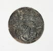 Médaillon avec nielle : Empereur en buste, tenant le glaive et le globe crucifère, sur fond de paysage, image 1/3