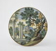 Assiette : paysage avec les ruines d'un temple, image 1/2