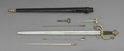 Epée  avec fourreau et accessoires (Trousse : hausse à canon, fil à plomb, dégorgeoir, vrille, tige graduée), image 1/6