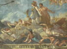 La Gloire et la Vérité couronnant les oeuvres du Génie - Les divers âges du Louvre. 
Composition centrale : Allégorie avec Napoléon III et l'impératrice Eugénie., image 2/4