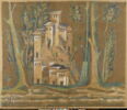 Panneau représentant des édifices et des arbres (Relevé des mosaïques de la grande mosquée de Damas), image 2/3