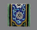 Carreau à décor de cartouche à motifs floraux, image 1/2