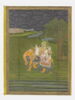 Abu al-Hasan Qutb Shah de Golconde à dos d'éléphant (page d'album), image 1/2