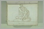 Homme assis, vue de face, jambe repliée, ses mains enserrant son genou..., image 2/2