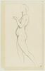Jeune femme nue, de profil, levant le bras gauche, image 1/2