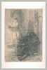 Femme apportant une flamme à un homme assis contre un mur, image 2/2
